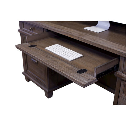 Carson Credenza, Wood Office Desk, Writing Table, Gray