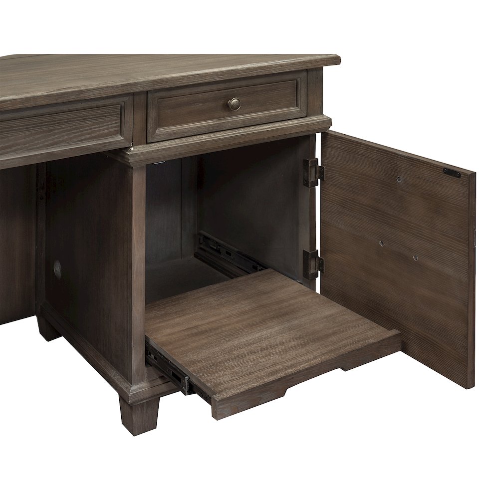 Carson Credenza, Wood Office Desk, Writing Table, Gray
