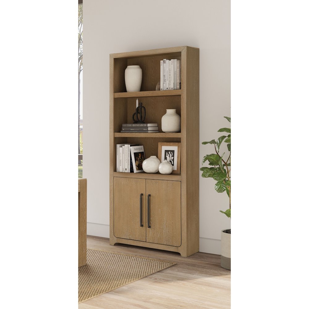 Canyon Drive Wood Bookcase with Doors, Fully Assembled