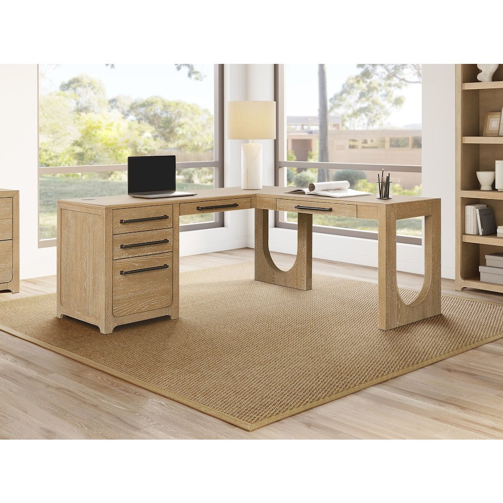 Canyon Drive Wood L-Shape Pedestal Desk with RHF Open Return