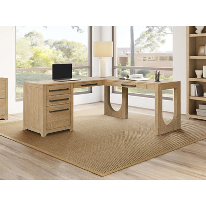 Canyon Drive Wood L-Shape Pedestal Desk with RHF Open Return