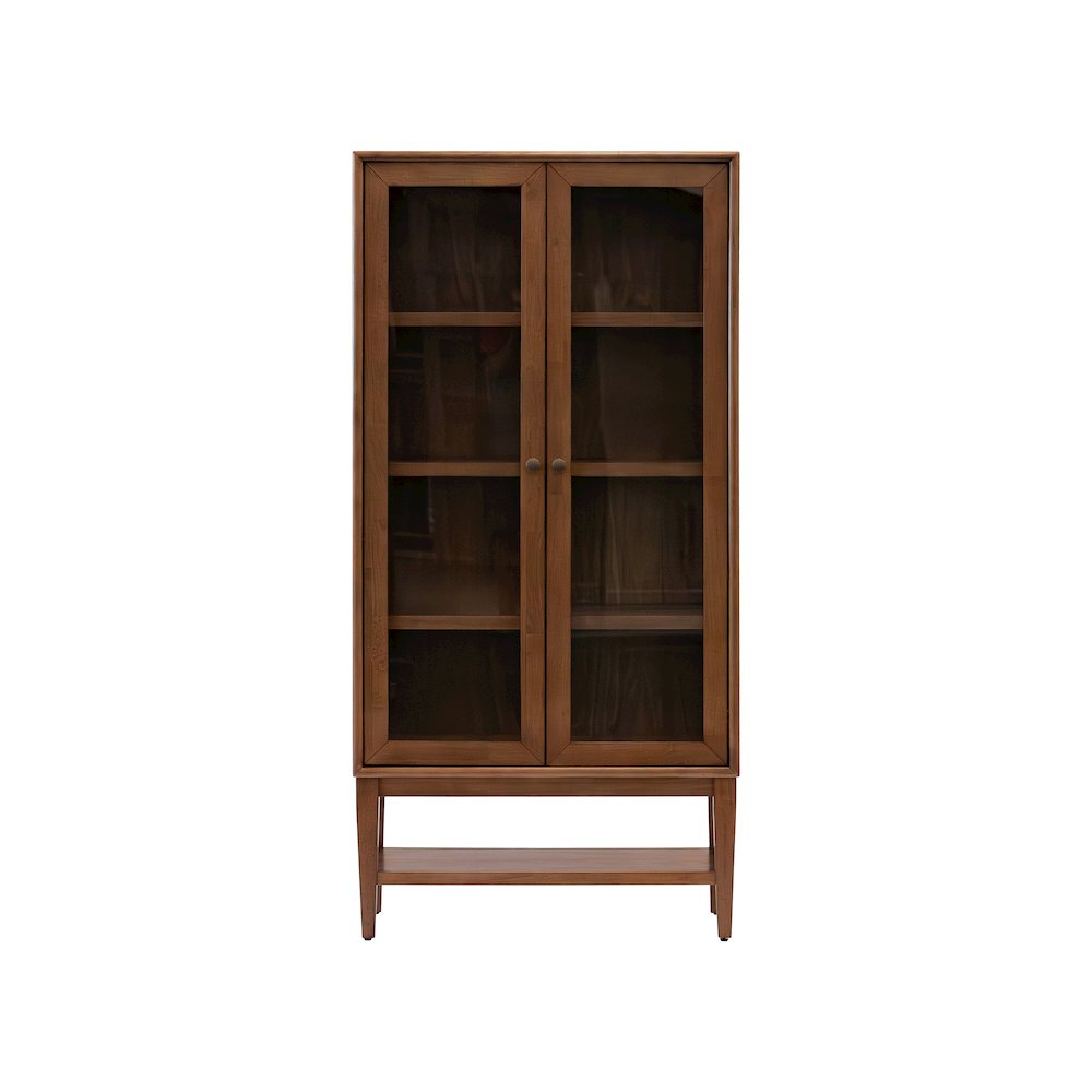 Mid-Century Modern Wood Dining Display Cabinet, Kitchen Storage, Bookcase, Brown