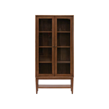 Mid-Century Modern Wood Dining Display Cabinet, Kitchen Storage, Bookcase, Brown