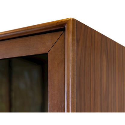 Mid-Century Modern Wood Dining Display Cabinet, Kitchen Storage, Bookcase, Brown