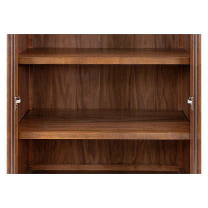 Mid-Century Modern Wood Dining Display Cabinet, Kitchen Storage, Bookcase, Brown