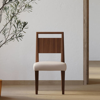 Two Wood Mid-Century Modern Kitchen Table Chairs, Dining Seats, Brown