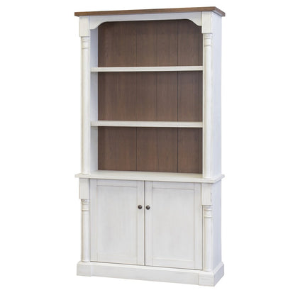 Durham Rustic Wood Bookcase With Doors, White