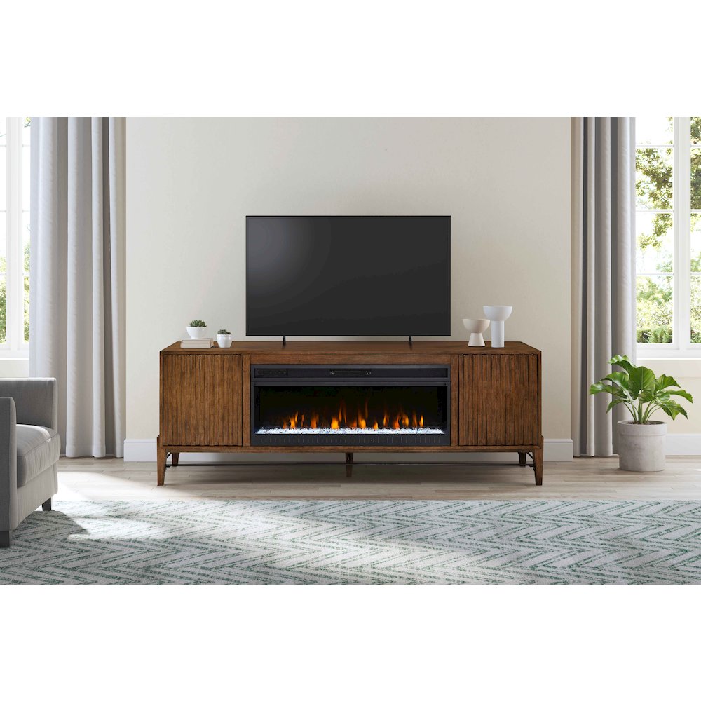 Delray 81 " Fireplace Console, Fully Assembed, Brown