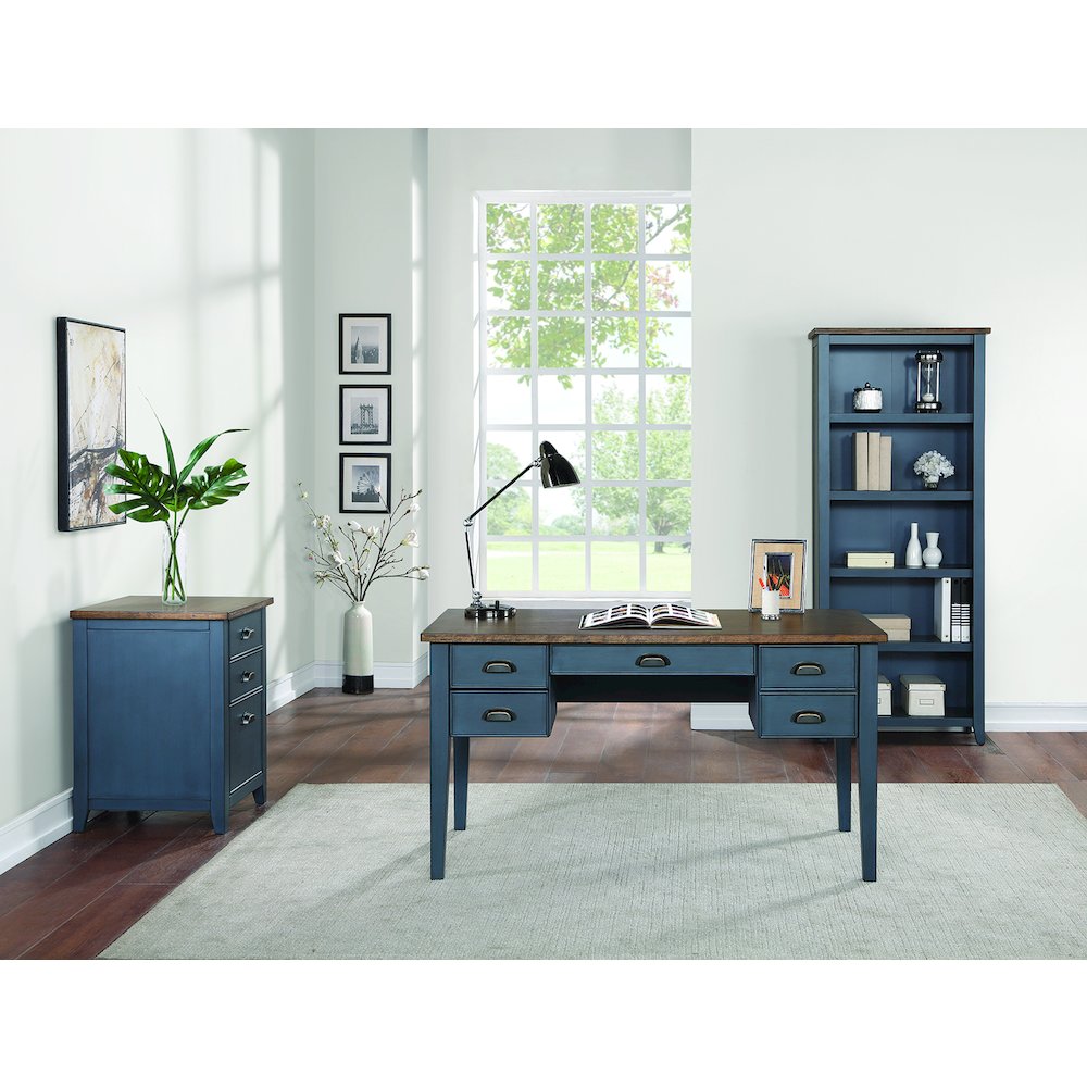 Fairmont Farmhouse Half Pedestal Executive Desk, Blue