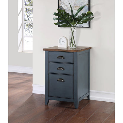 Fairmont Farmhouse Three Drawer Wood File Cabinet, Blue