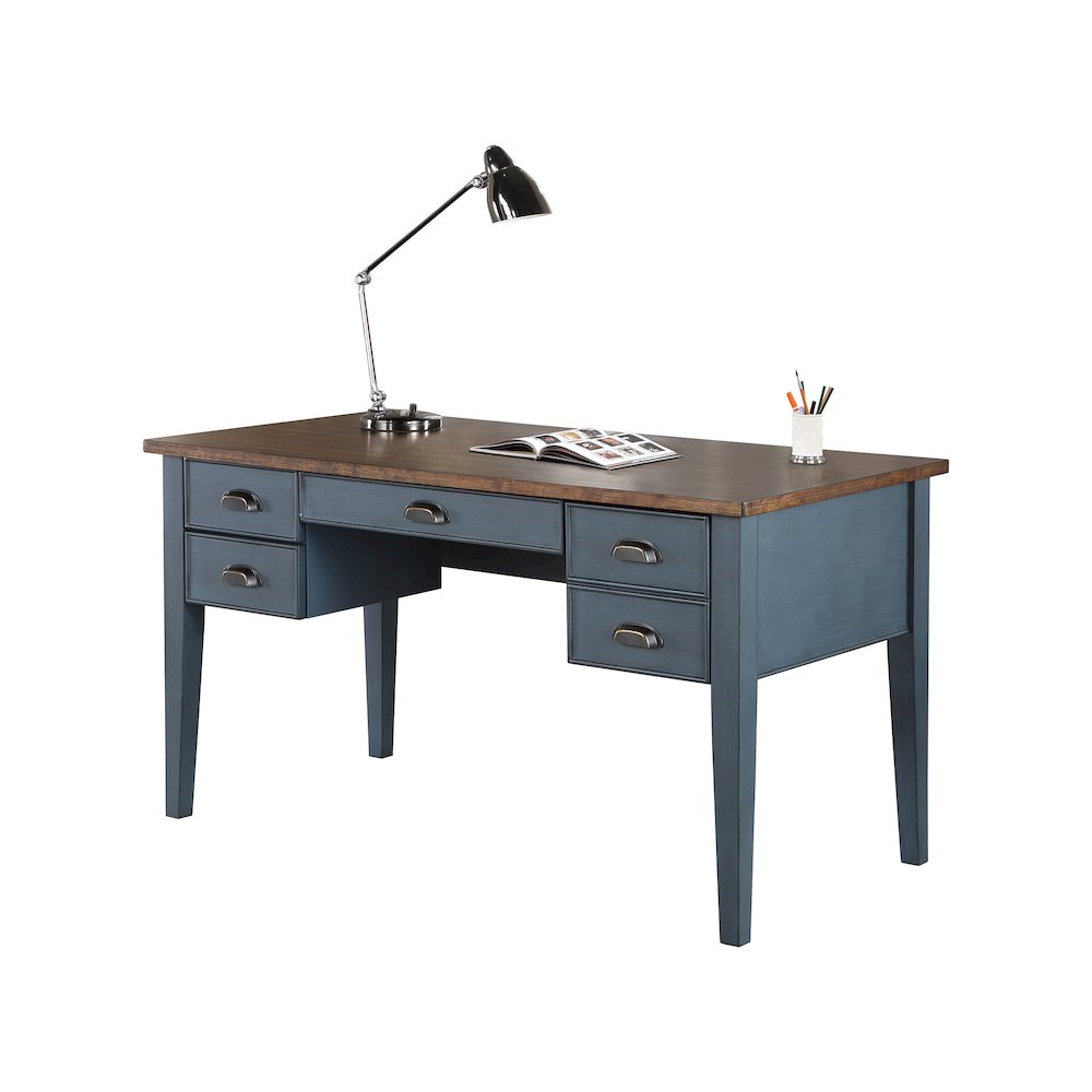 Fairmont Farmhouse Half Pedestal Executive Desk, Blue