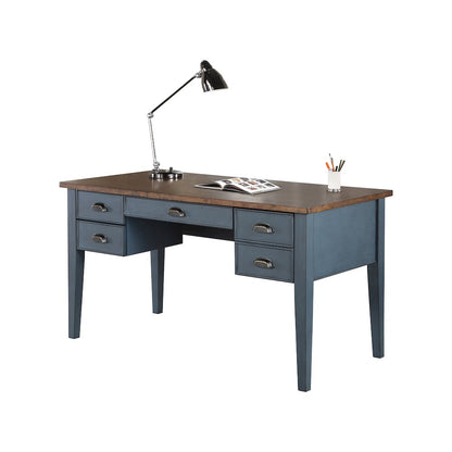Fairmont Farmhouse Half Pedestal Executive Desk, Blue