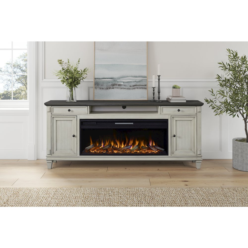 Hartford Fireplace Console 76 " Fully Assembled, White