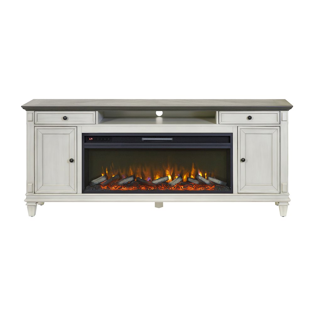Hartford Fireplace Console 76 " Fully Assembled, White