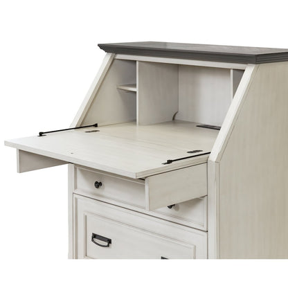 Hartford Wood Drop-Lid Secretary Desk, Fully Assembled, White