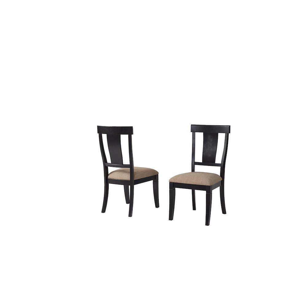 Two Wood Traditional Kitchen Table Chairs, Dining Seats, Black