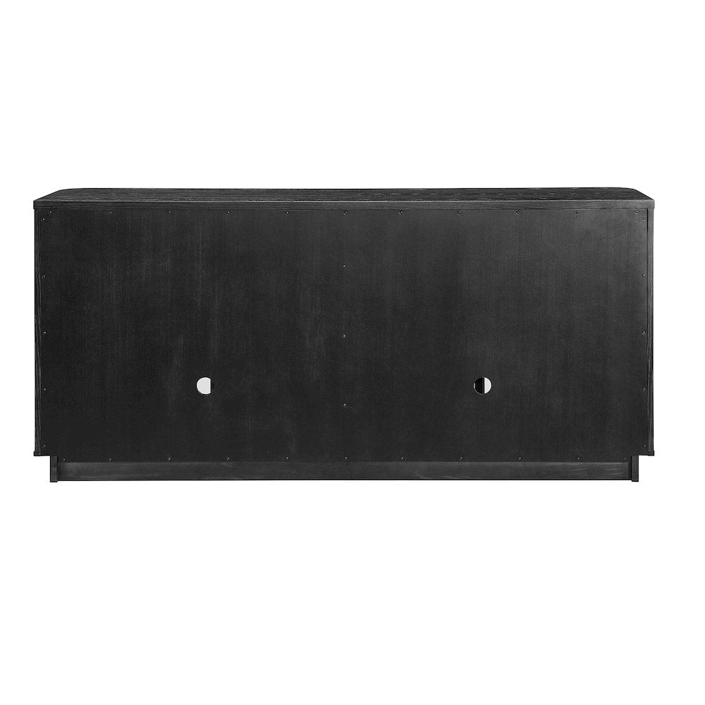 Wood 70" Console with glass doors, TV Stand, Accent Cabinet, Black
