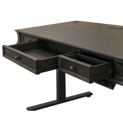 Kingston Wood Electronic Sit/Stand Desk, Dark Brown