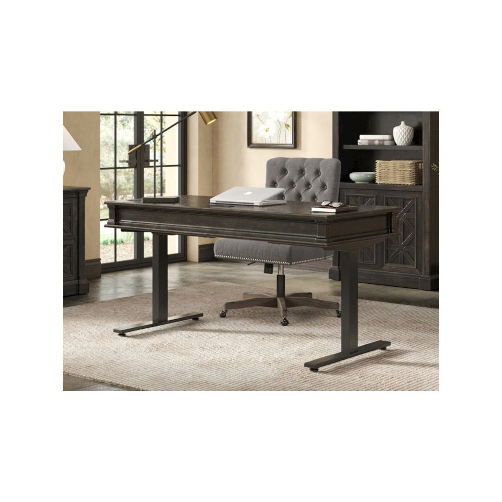 Kingston Wood Electronic Sit/Stand Desk, Dark Brown