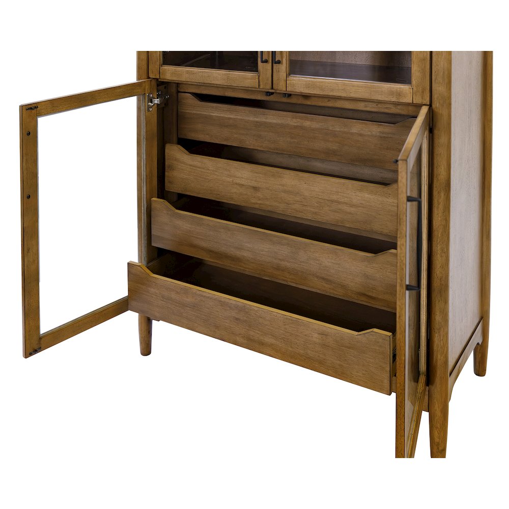 Lachlan Modern Wood Display Cabinet, Fully Assembled, Brown