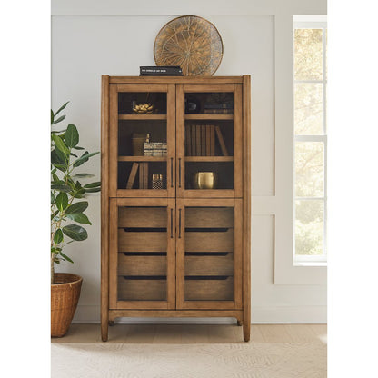 Lachlan Modern Wood Display Cabinet, Fully Assembled, Brown