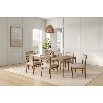 Lachlan Modern Wood Rectangular Kitchen Dining Table with Six Chairs, Brown