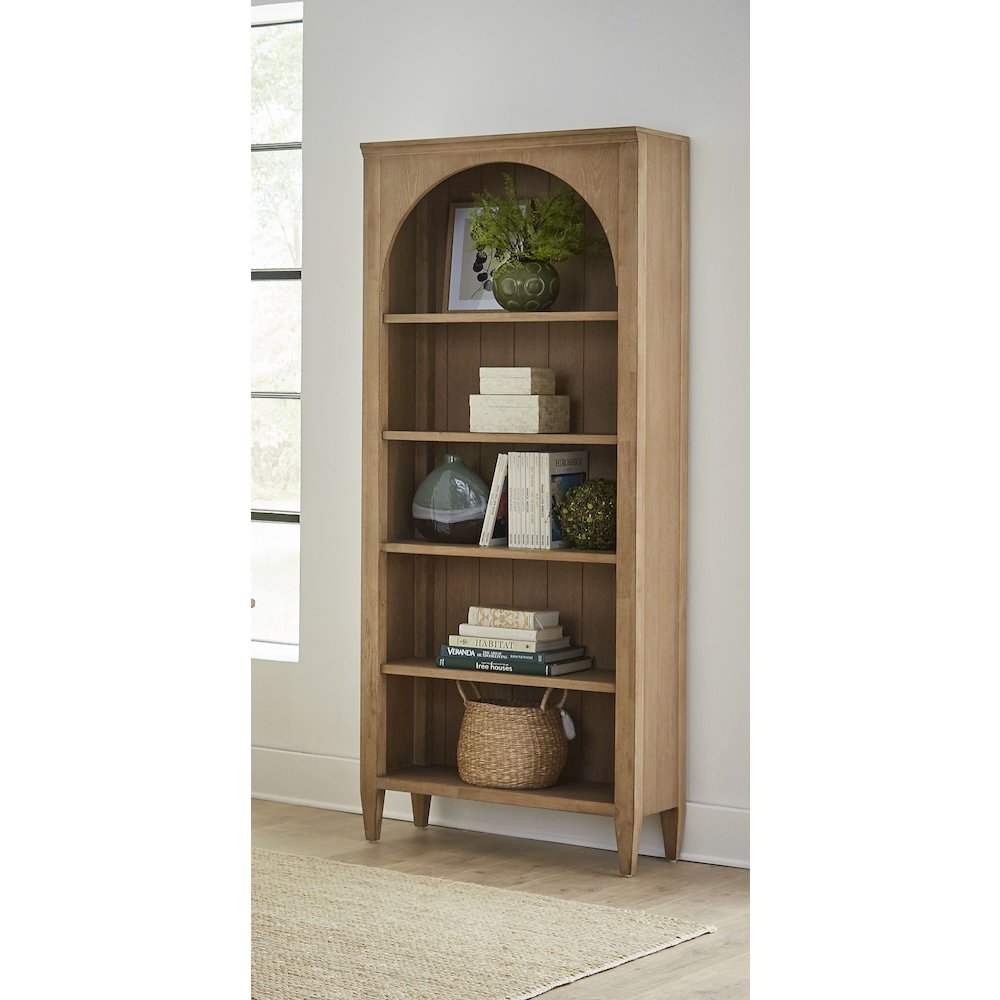Laurel Modern Wood Open Bookcase Wall, Light Brown
