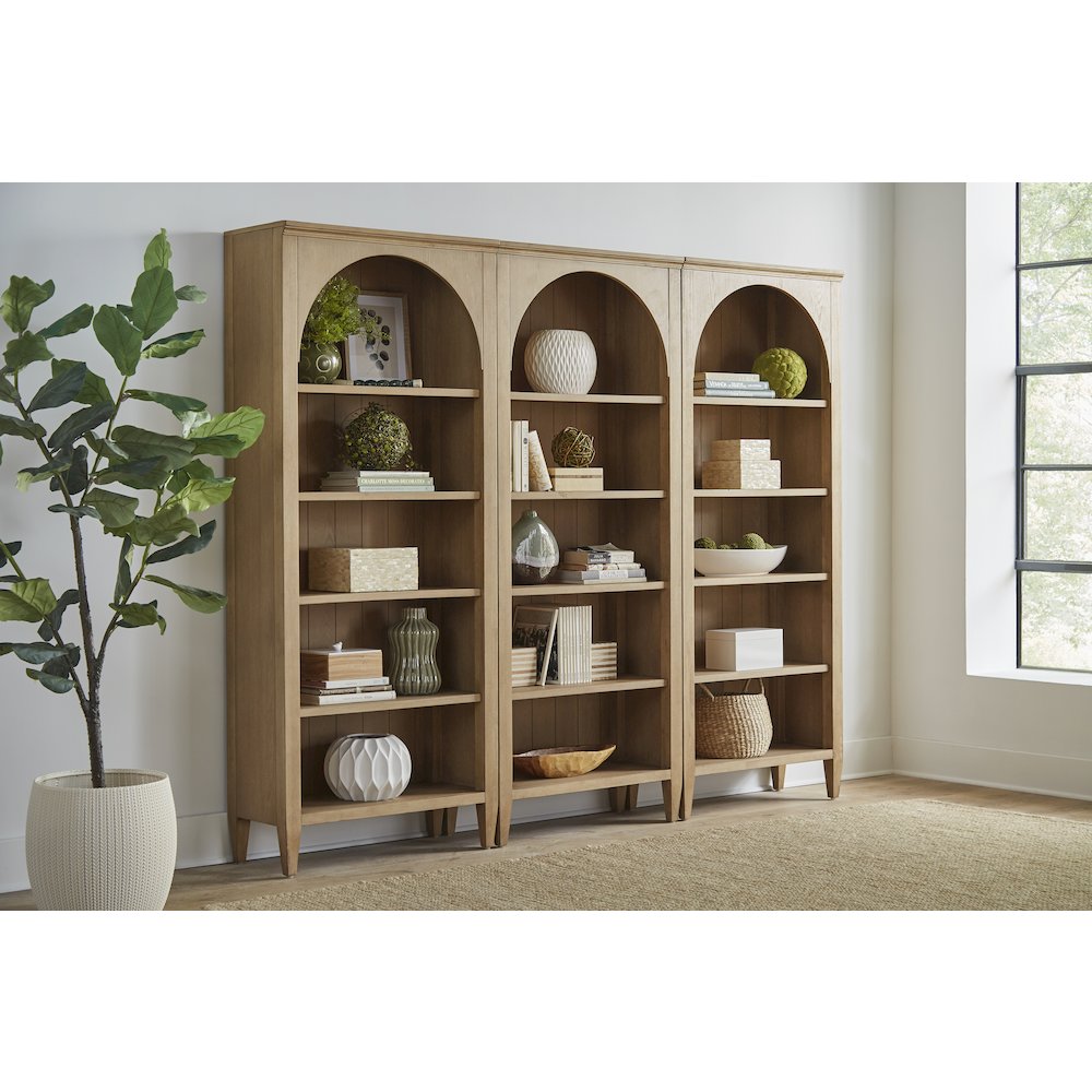Laurel Modern Wood Open Bookcase Wall, Light Brown