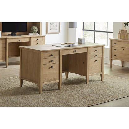 Laurel Wood Double Pedestal Desk, Wood Office Desk