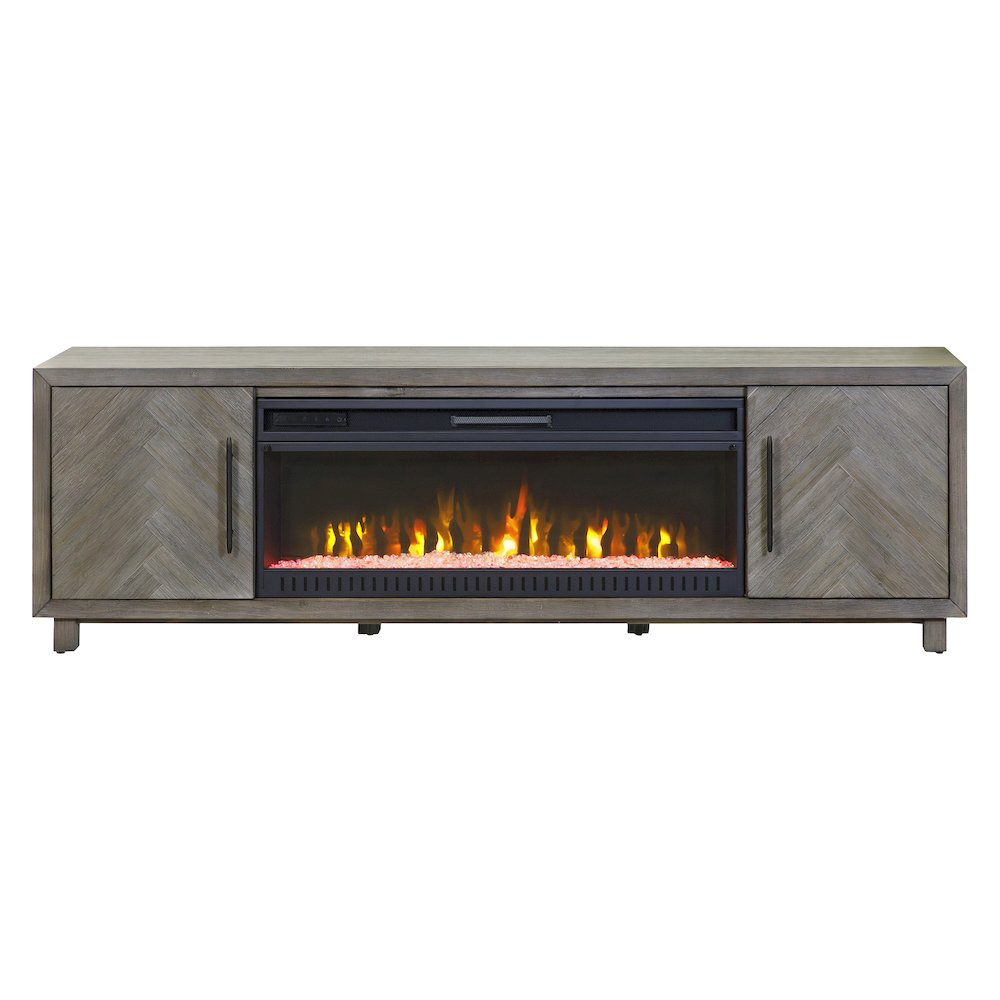 Palisades 80" Fireplace Console, Fully Assembled, Gray