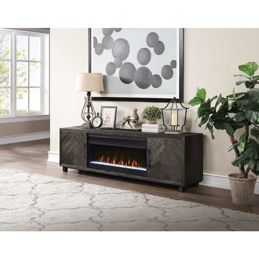 Palisades 80" Fireplace Console, Fully Assembled, Gray