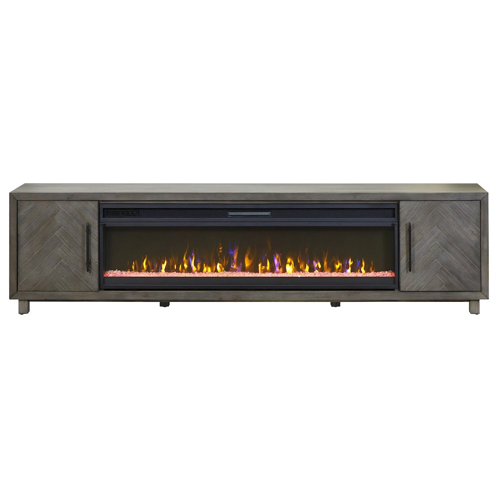 Palisades 96" Fireplace Console, Fully Assembled, Gray