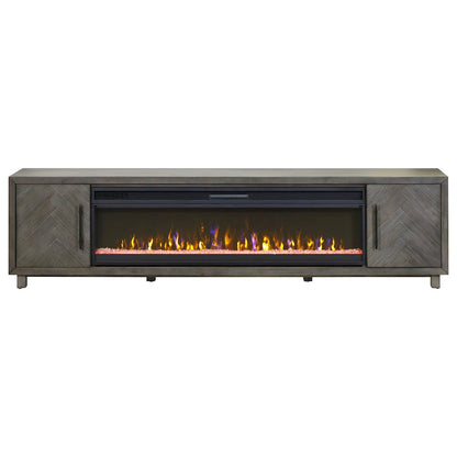 Palisades 96" Fireplace Console, Fully Assembled, Gray