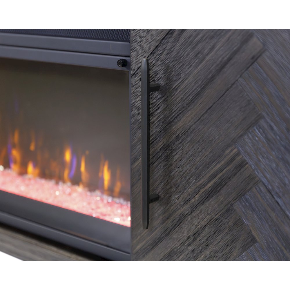 Palisades 96" Fireplace Console, Fully Assembled, Gray