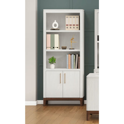 Contemporary Laminate Wood Bookcase with doors, Office Shelving, Storage Cabinet