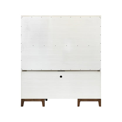 Contemporary Laminate Wood Office Desk & Hutch, Writing Table