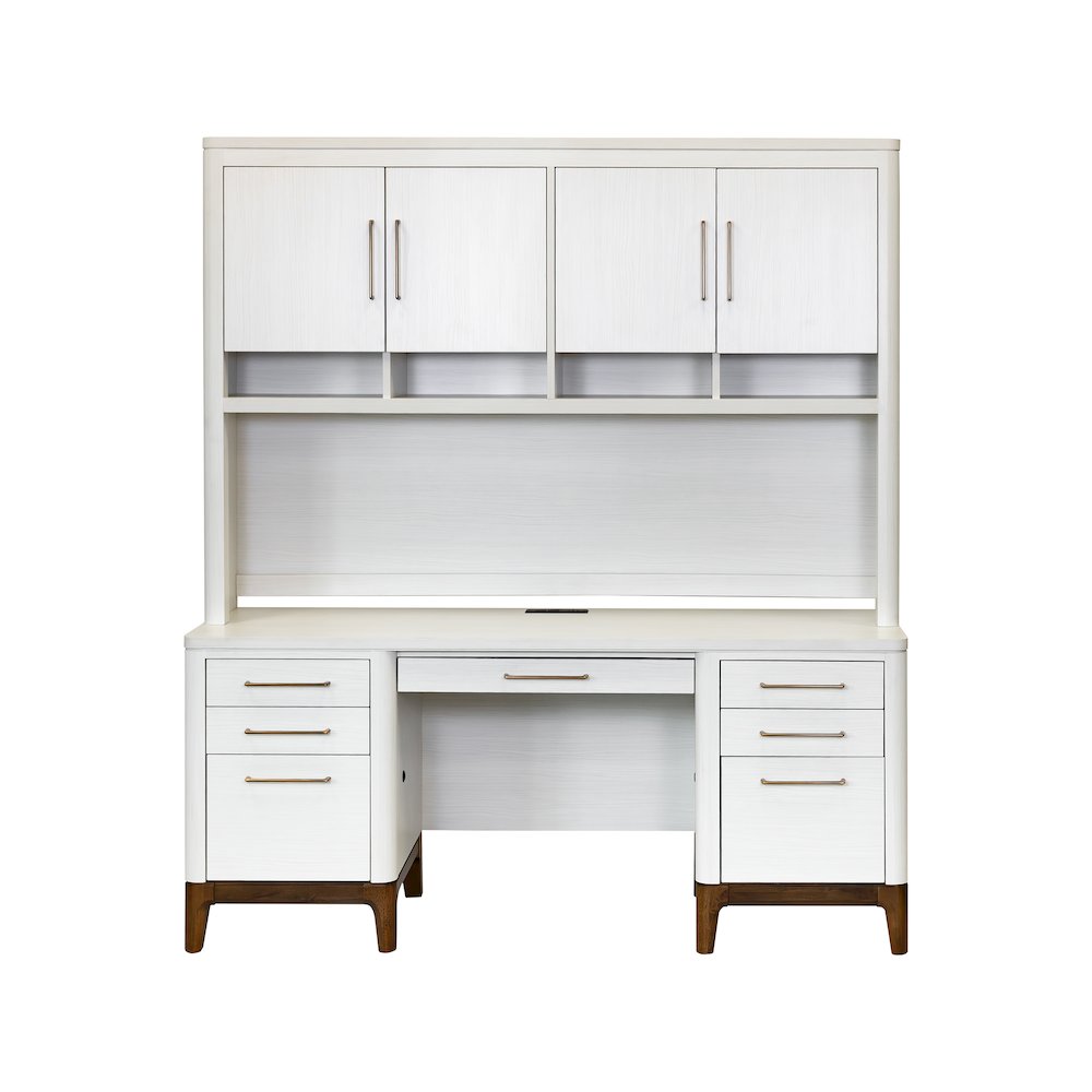 Contemporary Laminate Wood Office Desk & Hutch, Writing Table