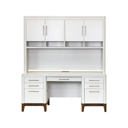 Contemporary Laminate Wood Office Desk & Hutch, Writing Table