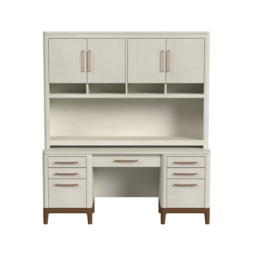 Contemporary Laminate Wood Office Desk & Hutch, Writing Table