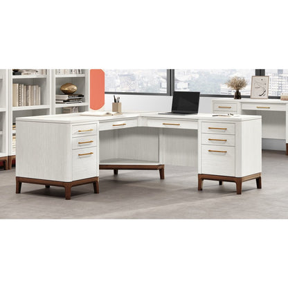 Contemporary Laminate Wood L-Desk & Return, Office Writing Table & Return