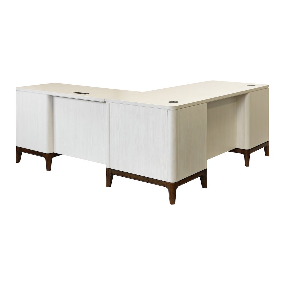 Contemporary Laminate Wood L-Desk & Return, Office Writing Table & Return
