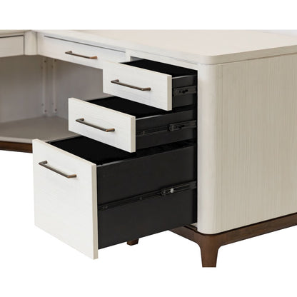Contemporary Laminate Wood L-Desk & Return, Office Writing Table & Return