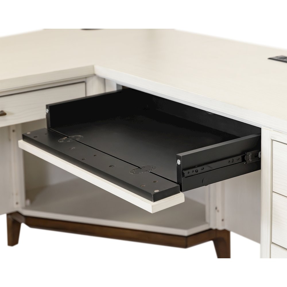 Contemporary Laminate Wood L-Desk & Return, Office Writing Table & Return