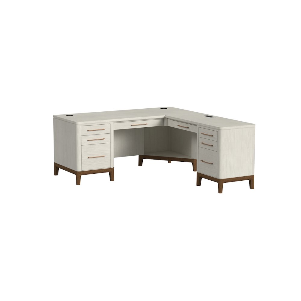 Contemporary Laminate Wood L-Desk & Return, Office Writing Table & Return