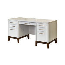 Contemporary Laminate Wood Office Desk, Writing Table, Storage Credenza, White