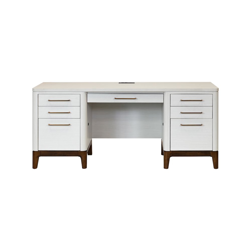Contemporary Laminate Wood Office Desk, Writing Table, Storage Credenza, White