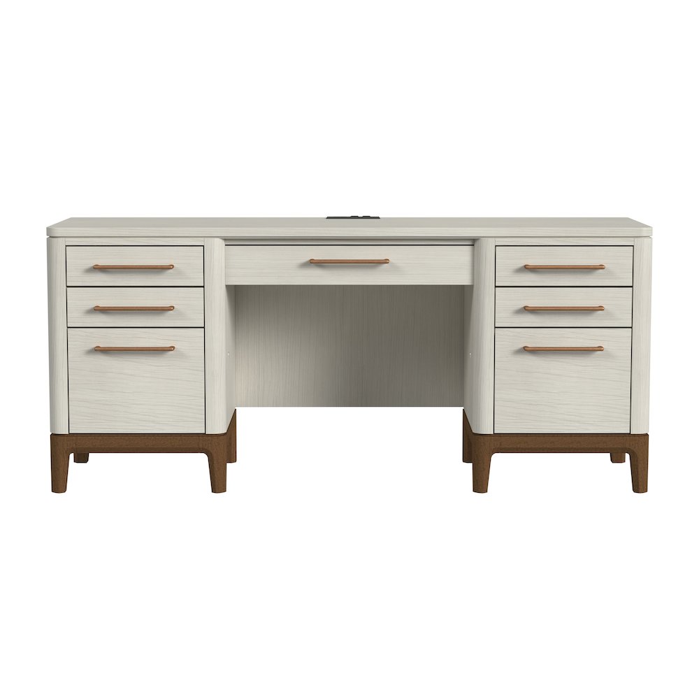 Contemporary Laminate Wood Office Desk, Writing Table, Storage Credenza, White