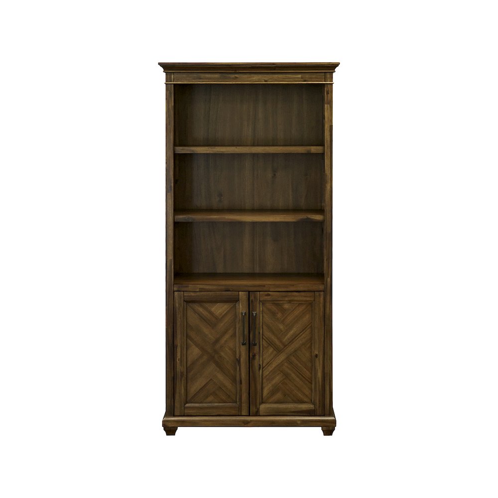 Porter Wood Bookcase With Doors, Fully Assembled