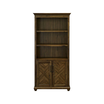 Porter Wood Bookcase With Doors, Fully Assembled