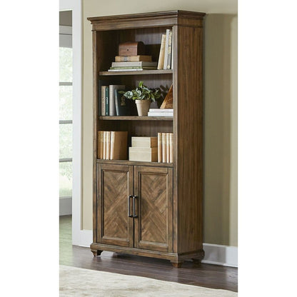 Porter Wood Bookcase With Doors, Fully Assembled